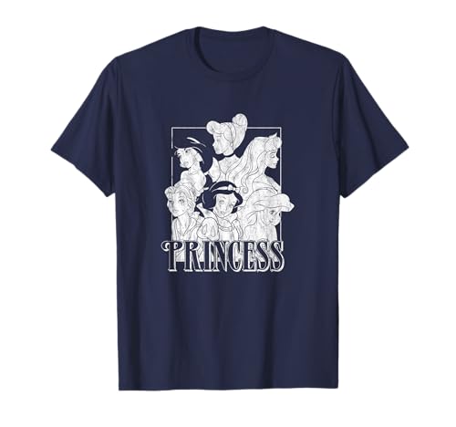 T-shirt Disney Princess avec imprimé grunge portrait de groupe pour femme en coton