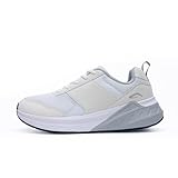 NRNHI Mens Wide Toe Box Walking Shoes with Arch Support Tennis Casual Fashion Sneakers for Plantar Fasciitis Swollen Feet Beige Size 10.5
