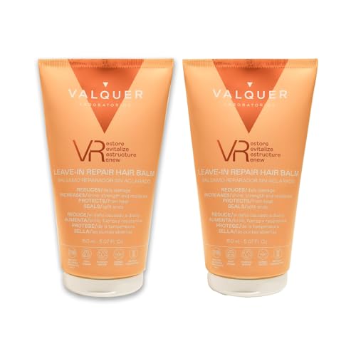 Valquer VR Bálsamo Reparador Sin Aclarado 3 en 1: Acondicionador, Serum y Tratamiento Intensivo. Hidratante y Sellador de puntas. Leave in Vegano. 2 Uds de 150 ml.