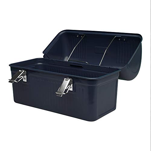 Image of STANLEY Classic Lunch Box 10 qt | Vintage Metal Lunchbox | Durable Meal Container with Handle and Latch | Stores Food, Drinks, Thermos, Water Bottle | Hammertone Navy