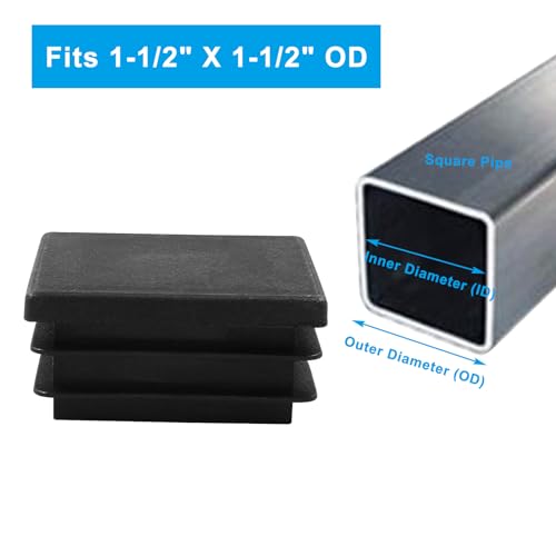 Image of Hitefu 1-1 /2 inch Square End Caps, 30PCS | Plastic Plugs Insert, Tube End Caps, For Square Tubing Post, Chair Legs, Fence, Square Plug Protector
