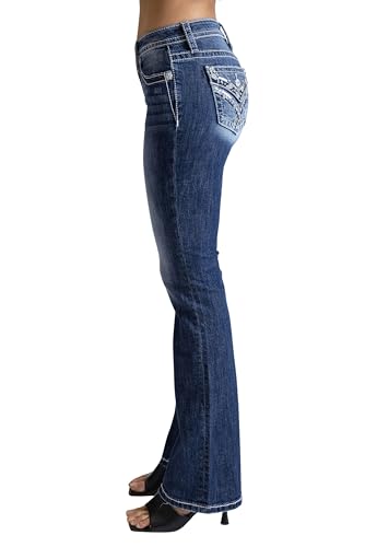Miss Me Women's Criss Cross Paisley Faux Flap Pocket Mid-Rise Bootcut Jeans3