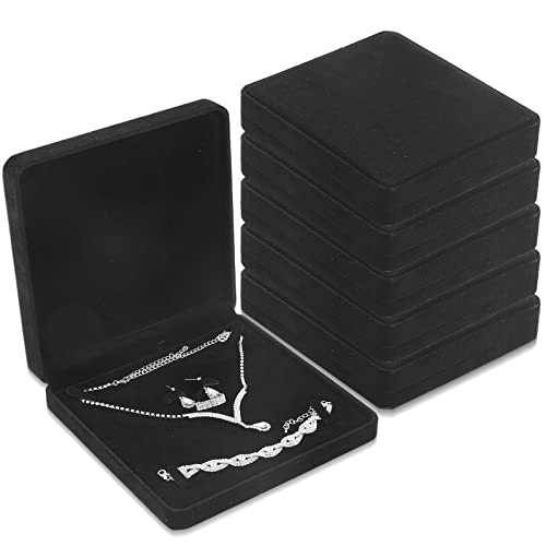 Yinkin 6 Pcs Velvet Jewelry Set Box Jewelry Display Case Earring Ring Bracelet Necklace Gift Box Pearl Necklace Storage Case for Mother's Day Wedding Travel Anniversary(Black) by Yinkin - Used condition - US$33.45