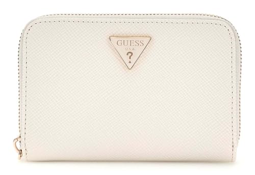 Portefeuille GUESS Rosalba SLG Medium Zip Around compagnon crème pour femme