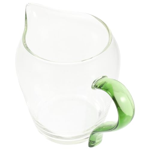ULDIGI Jarra de Vidrio Resistente para Té y Salsa 350ml Mango Verde Lanzador Multiuso para Cocina, Hogar y Catering, Dispensador de Salsa y Taza de Té para Servir