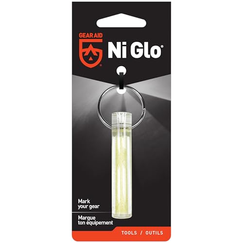 Image of GEAR AID Ni Glo 2 inch UV Rechargeable Glowing Keychain - Multi-Purpose Glow-in-the-Dark Accessory for Camping