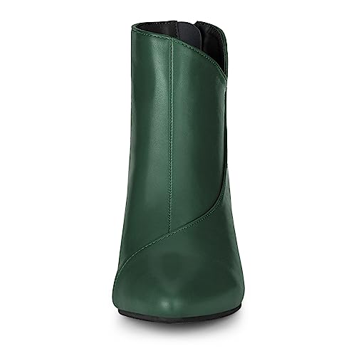 Allegra K Allegra K Women's Zipper Wedge Heel Dark Green Ankle Booties 7 M US