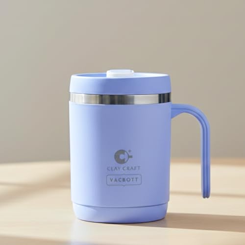 Image of CLAY CRAFT VACBOTT Dyona 400ML (SkyBlue) Premium Stainless Steel Puf-Insulated Flask Mug|Long Hrs Hot & Cold|Airtight, BPA-Free, Leak-Proof Travel Mug with Handle| Made in India