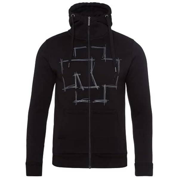 Rammstein Chaqueta con capucha para hombre con nombre oficial de la banda Merchandise Fan con cremallera negra con parte frontal multicolor y parte trasera y laterales estampados.