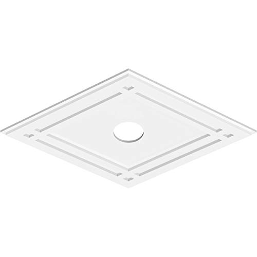 Image of Ekena Millwork CMP34X22DD-04000 Diamond Architectural Grade PVC Contemporary Urethane Ceiling Medallions 34 inchW x 22 5 /8 inchH x 4 inchID x 12 inchC x 1 inchP