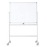  Vivol Pizarra blanca de 90 x 120 cm, ruedas blancas, doble cara y magnética, varios tamaños y colores