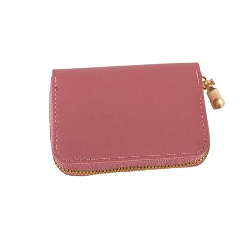 Small Exquisite Card Holder Large Capacity Short Stylish Simple Solid Color Coin Purse(Darkpowder)