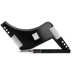 K-Brands Bartschablone und Bartpflege Set für Männer | Bart Konturen Schablone, Rasierhilfe, Stift und Kamm | Zubehör für perfektes Bart Styling und Pflege