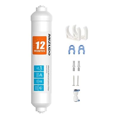 Remineralization Filter for Reverse Osmosis System, MIZUDO 12 Months Alkaline Water Filter System Under Sink, 10-inch PH Balance and Restore Minerals Filter for RO System, 1/4" Quick Connect