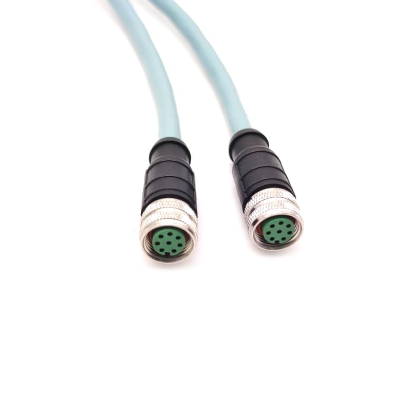 32.8ft M12 8 Pin Double Female Industrial Ethernet Cable, M12 8 Pin A Code Female to Female Connector Cable High Flex Cat6 Shielded Field Wireable Cable Assembly for Automation Application 10Meter