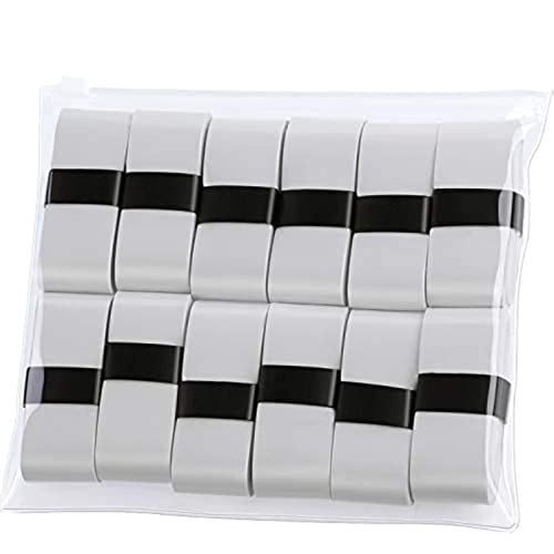 12 Cintas de Agarre para Raqueta de Tenis, bádminton, Agarre Antideslizante y Absorbente del Sudor (Blanco, 12 Piezas)