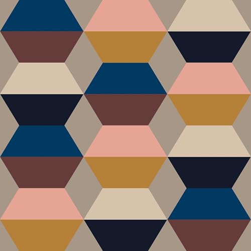 Papier peint graphique taupe Borastapeter à motif hexagone géométrique 0.53m