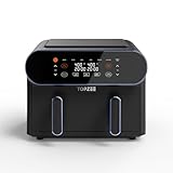 TOPZEE 11-QT Large Air Fryer, 8-in-1 XL Airfryer with Flex Basket, Preheat Air Fry, Roast, Broil, Bake, Reheat, Dehydrate, French Fries Dishwasher Safe, w/Blue Border