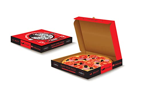 Image of Bleus Brand Packaging 3 Ply Pizza Box Corrugated Kraft Paper, Size 9x9x1.5 Inches, Length 9 Inch - Width 9 Inch - Height 1.5 Inch, In Good Strength (9 Inch, 25)