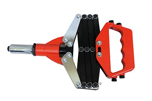 Image of Jon Bhandari Tools 32 inch Folding Riveting Gun | Heavy-Duty Riveter with Interchangeable Tips & Spanner | Rivet Sizes 3.2mm, 4mm, 4.8mm, 6.4mm | Ergonomic Non-Slip Handle for Industrial & DIY Use