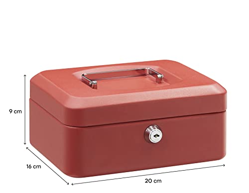 Arregui Elegant C9224 Cassetta Di Sicurezza Con Chiave Per Contare E Trasportare Denaro | Cassetta Portavalori In Acciaio Con Vassoio Portamonete | Cassaforte Portatile De 20 Cm Di Larghezza | Rossa - 6