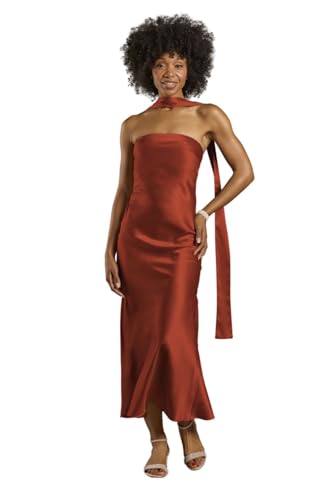 David's Bridal Strapless Charmeuse Sheath Dress with Scarf