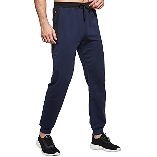 ZOXOZ Jogging Homme Pantalon Coton Cordon Poche Zippée Bleu M Cover