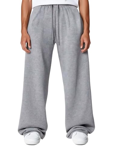 LuminBlaze Baggy Jogginghose Herren weitem Bein und elastischem Kordelzugbund lockere Freizeit-Lounge-Sweatpants mit tiefen Taschen