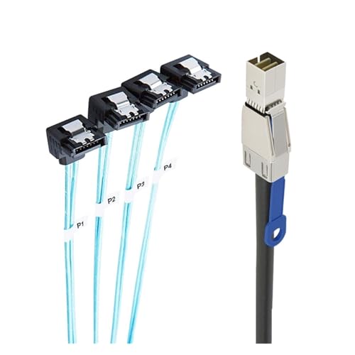 Cable N/ew S/A/S HD SFF8644 a SATA 90° 4 Puertos 1m miniatura 3