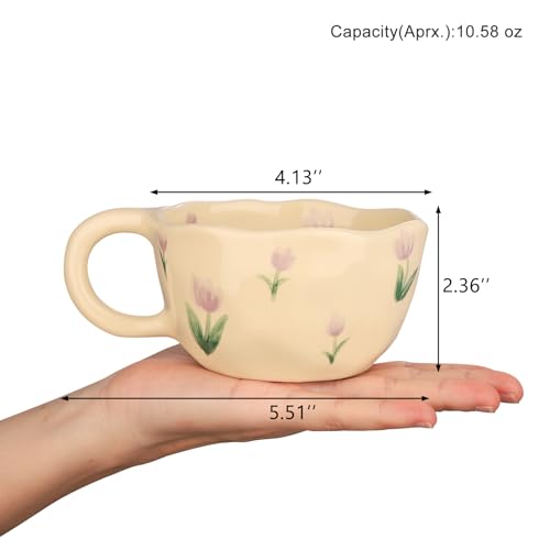 Taza de cerámica floral VanEnjoy 10 oz para café y té miniatura 2