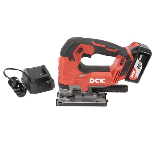 【セット品】 DCK 20V ジグソー KDMQ85(BIL) ストローク長26mm ブラシレスモーター搭載 オービタル設定4段階 速度切替6段階 鋸 電動のこぎり コードレス 充電式 (本体・4.0Ahバッテリ・2A充電器セット)