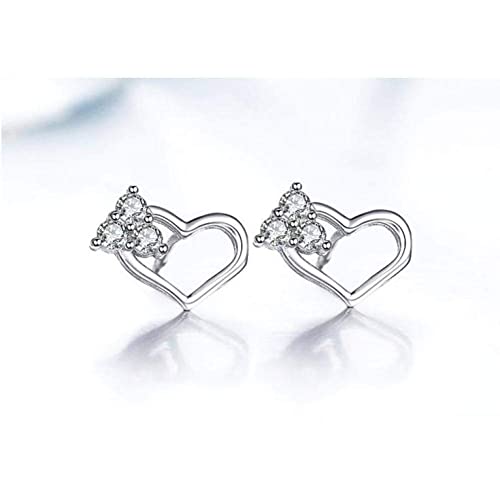 Pendientes de aro de plata joyería de mujer con corazón transparente 3