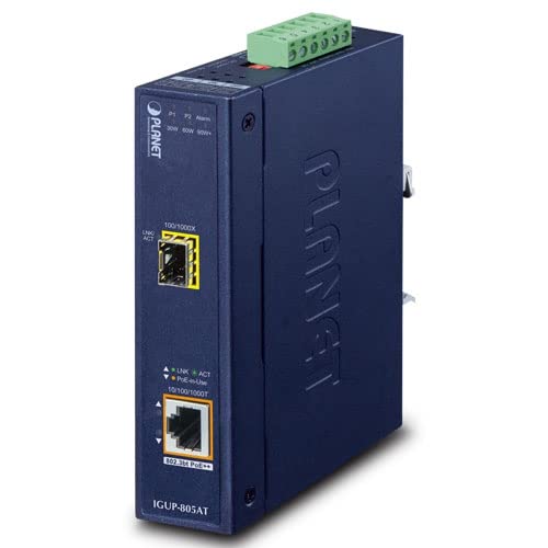 IGUP-805AT Industrial 1-Port 100/1000X SFP to 1-Port 10/100/1000T 802.3bt PoE++ Media Converter