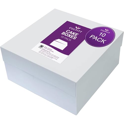 Culpitt 14 White Cake Box With Glued Lid 10 Pack 35.5cm X 15.2cm Rigid Transport Storage And Protection For Birthday Wedding And Celebration Bakes Cake Boxes