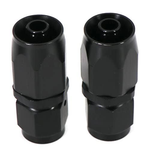 Tektall 6An Universal Fuel Line Hose Fitting Kit 3/8" Nylon Stainless Steel Braided 10Ft With 6 Pcs Hose Fitting Kit (Black 6An) #TOP4