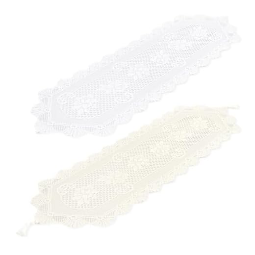 2 Piezas De Mantel De Encaje Hueco, Decoración De Mesa Y Hogar, Accesorios De Muebles, Tapete De Café (Blanco)
