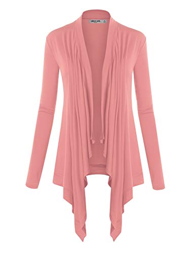 Image of Lock and Love Women's Draped Front Open Asymmetrical Cardigan - Casual Long Sleeve Lightweight Duster