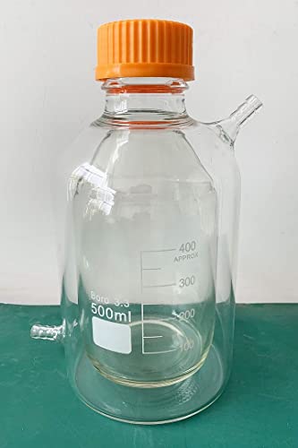 DONLAB MCI-0250 Borosilicate Glass 250ml Double Layer Reaction Flask Jacketed Reactor Round Media Storage Bottle Reagent Bottle, with GL45 Thread Cap