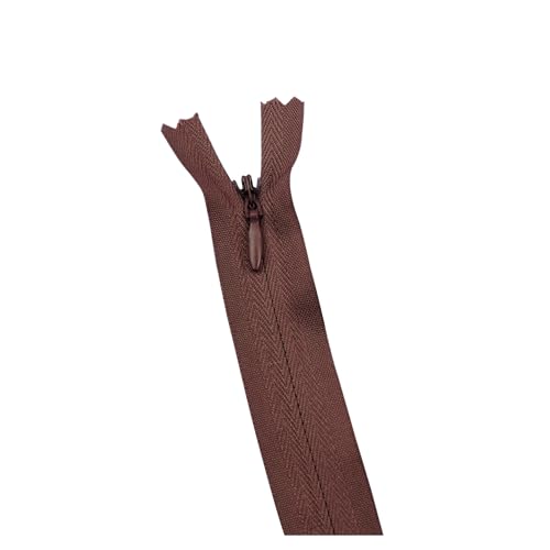 Fermeture éclair invisible avec maille nylon souple marron 40 cm à glissière fluide