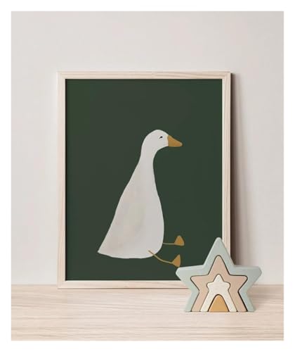 Cuadro de ganso infantil para decorar pared: póster de animales de granja verde 50x70cm 3