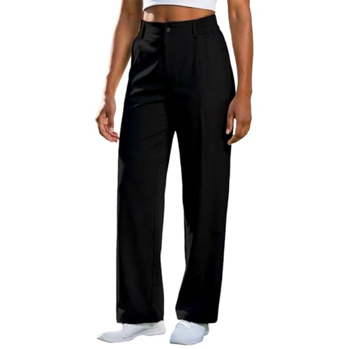 Pantalon extensible beige à taille haute élastique pour femme