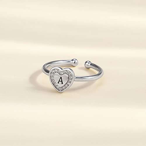 Initial Rings for Teen Girls - Sterling Silver/Rose Gold Plated Ring for Teen Girls Kids Ring for Girls Gifts | Heart Sterling Silver Little Girl Rings Child Gifts jewelry for teens Adjustable-No tarnish, No reactions for sensitive skin Hypoallergenic4