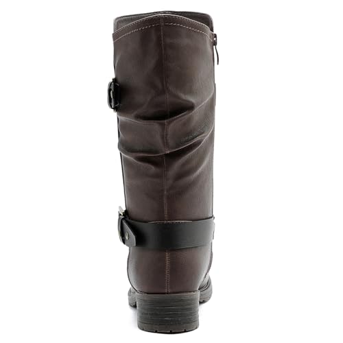 GLOBALWIN Mid-Calf Brown Comfortable Fashion Dress Boots For Women Low Heel Size 7M - image 5