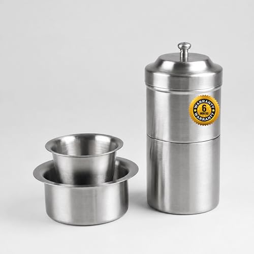 Image of Premium Stainless Steel Coffee Filter 150 ML Capacity with Dabra Set, South Indian Drip Coffee Maker | Madras Kaapi Maker Small Size For 1-2 Cups, Reusable Filter