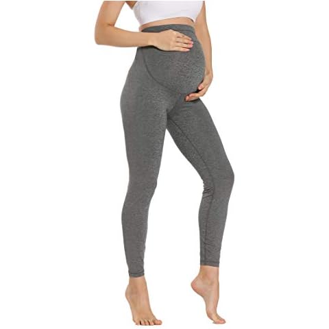 V VOCNI Maternity Leggings Women's Over Bump Active Wear Maternity Clothes for Women Stretch Pregnancy Yoga Pants Gray X-Large Cover