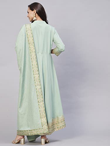 Image of ANNI DESIGNER Women Cotton Blend Solid Kurta With Pant & Dupatta