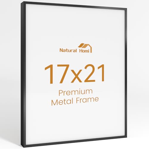 Image of 17x21 Aluminum Metal Picture Frame,Tempered Glass Black Photo Frame 17x21 for Family Photo,Posters,Art,Document to Wall Mount Horizontally or Vertically