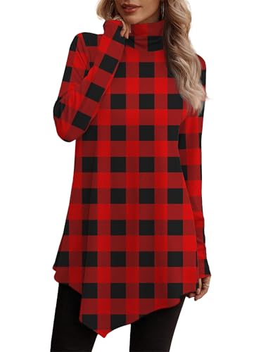 Image of JUSTFASHIONNOW Turtle Neck Shirts for Women Long Sleeve Fall Tunic Tops