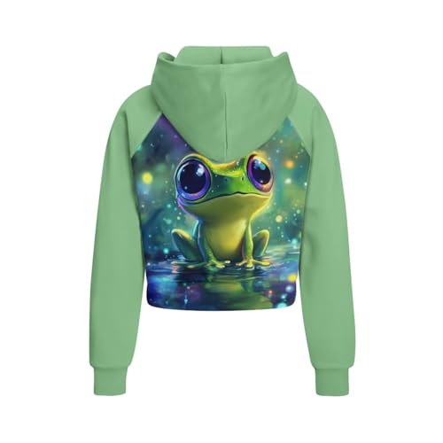 Girls Hoodies Half Zipper Pullover Graphic Sweatshirt for Kids Cute Clothes Teens Crop Tops with Pockets 5-142