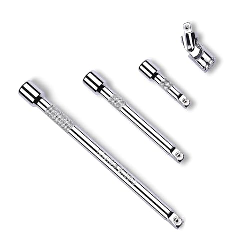 CHSEROK Chiavi a Tubo 4 Pezzi Prolunga 1/4 Pollice, Prolunga da 1/4, 150 mm, 100 mm, 50 mm e 45 mm Giunto Universale, Set Chiavi a Bussola, per Chiavi a Bussola, Trapani, Cacciaviti
